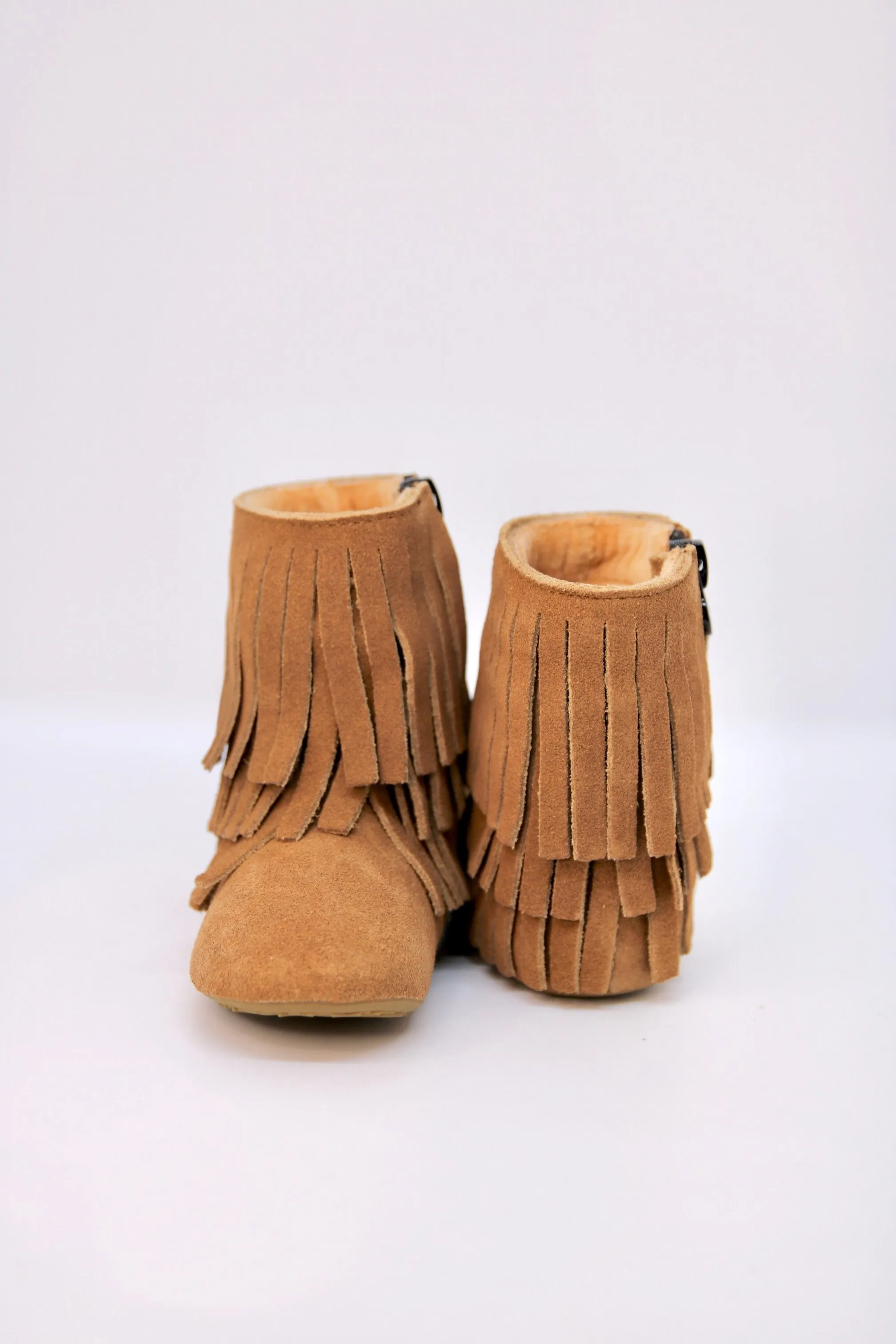 Amelia Fringe Boots - Suede Weathered Brown