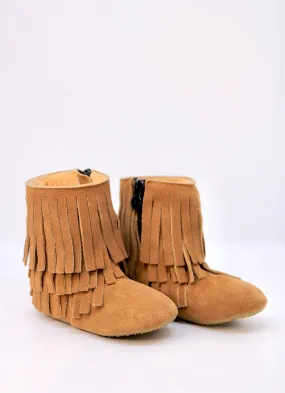 Amelia Fringe Boots - Suede Weathered Brown