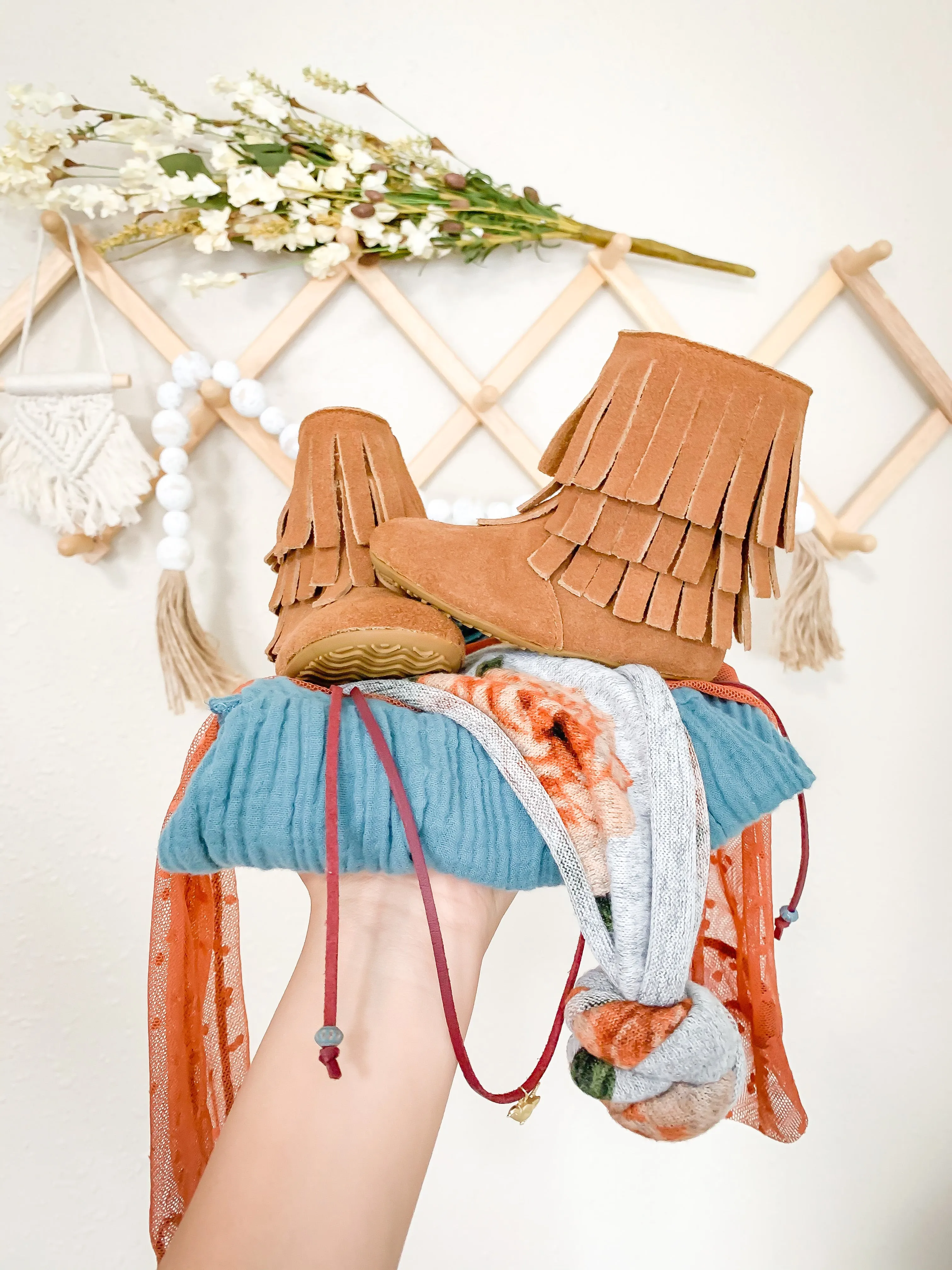 Amelia Fringe Boots - Suede Weathered Brown