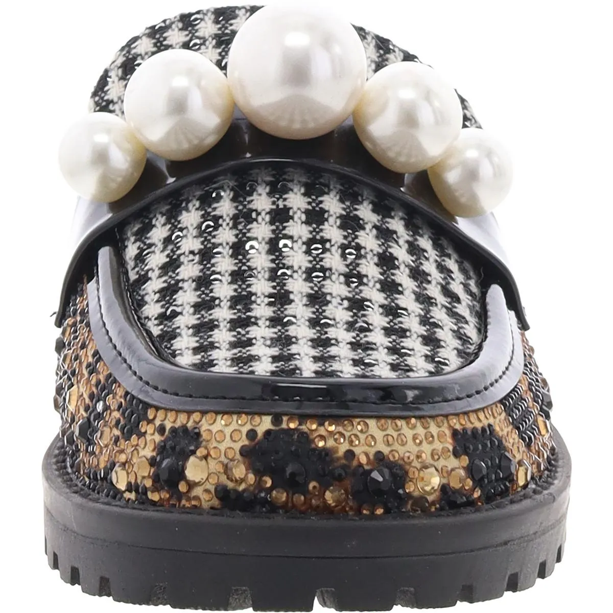 Betsey Johnson Womens Norah Embellished Lugged Sole Loafers