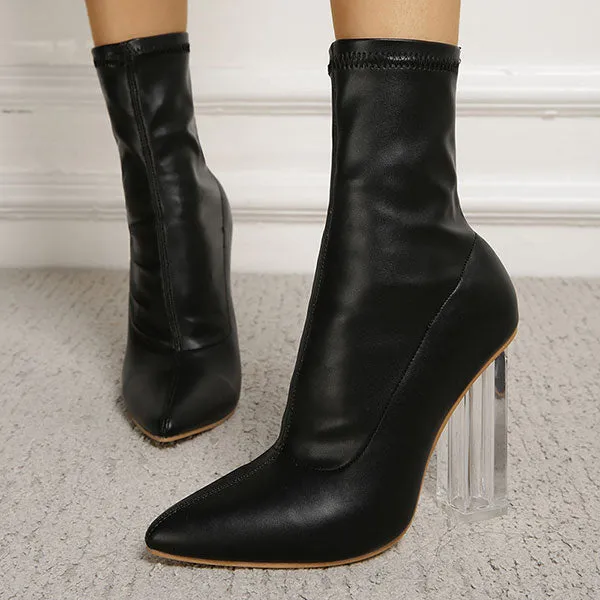 Black On-trend Pointed Toe Ankle Boots