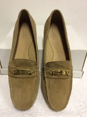 BRAND NEW RALPH LAUREN CAMEL SUEDE BERDINE LOAFERS SIZE 7.5/41