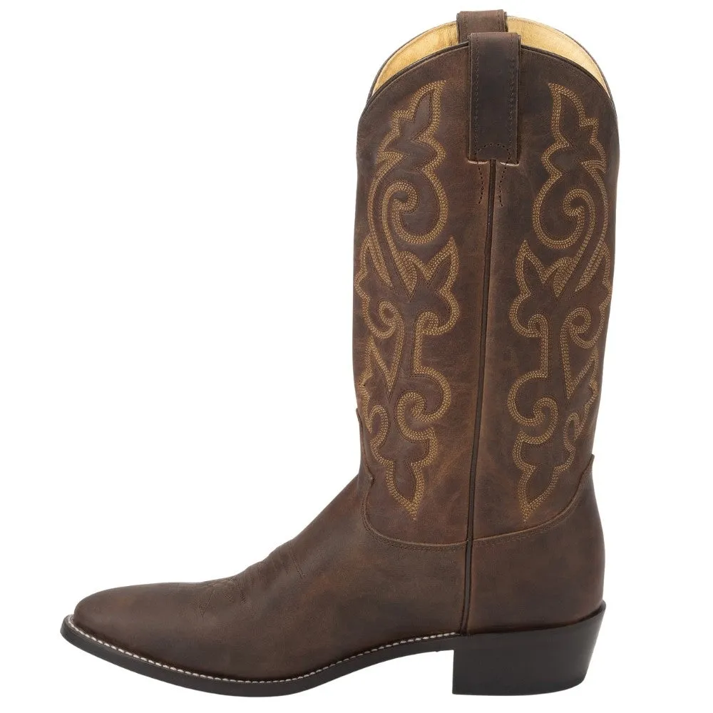 Buck Embroidered Round Toe Pull On Cowboy Boots