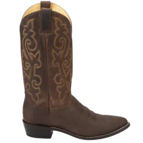Buck Embroidered Round Toe Pull On Cowboy Boots