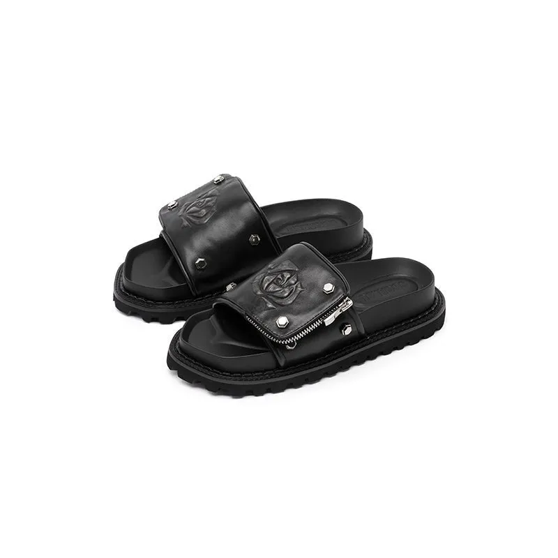 Butterfly Manor Thorns Series Retro Rose Sandals In Black