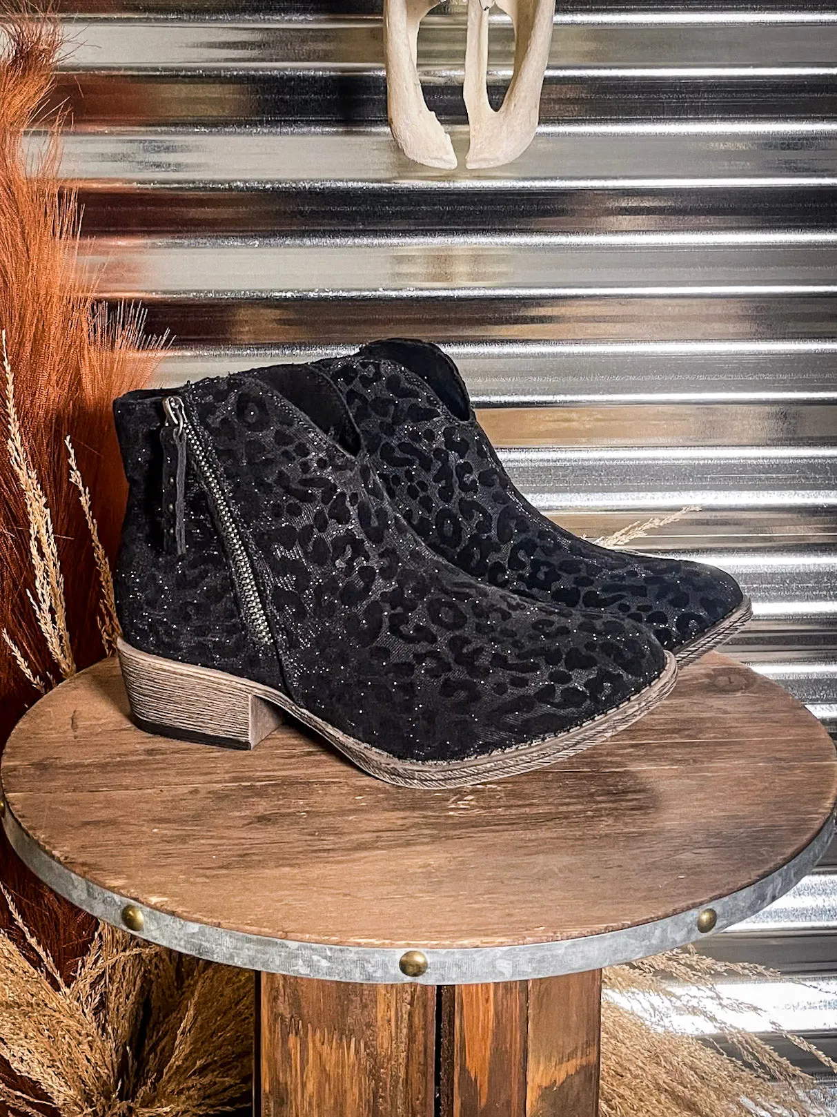 Charming Ankle Bootie in Black Leopard By Very G