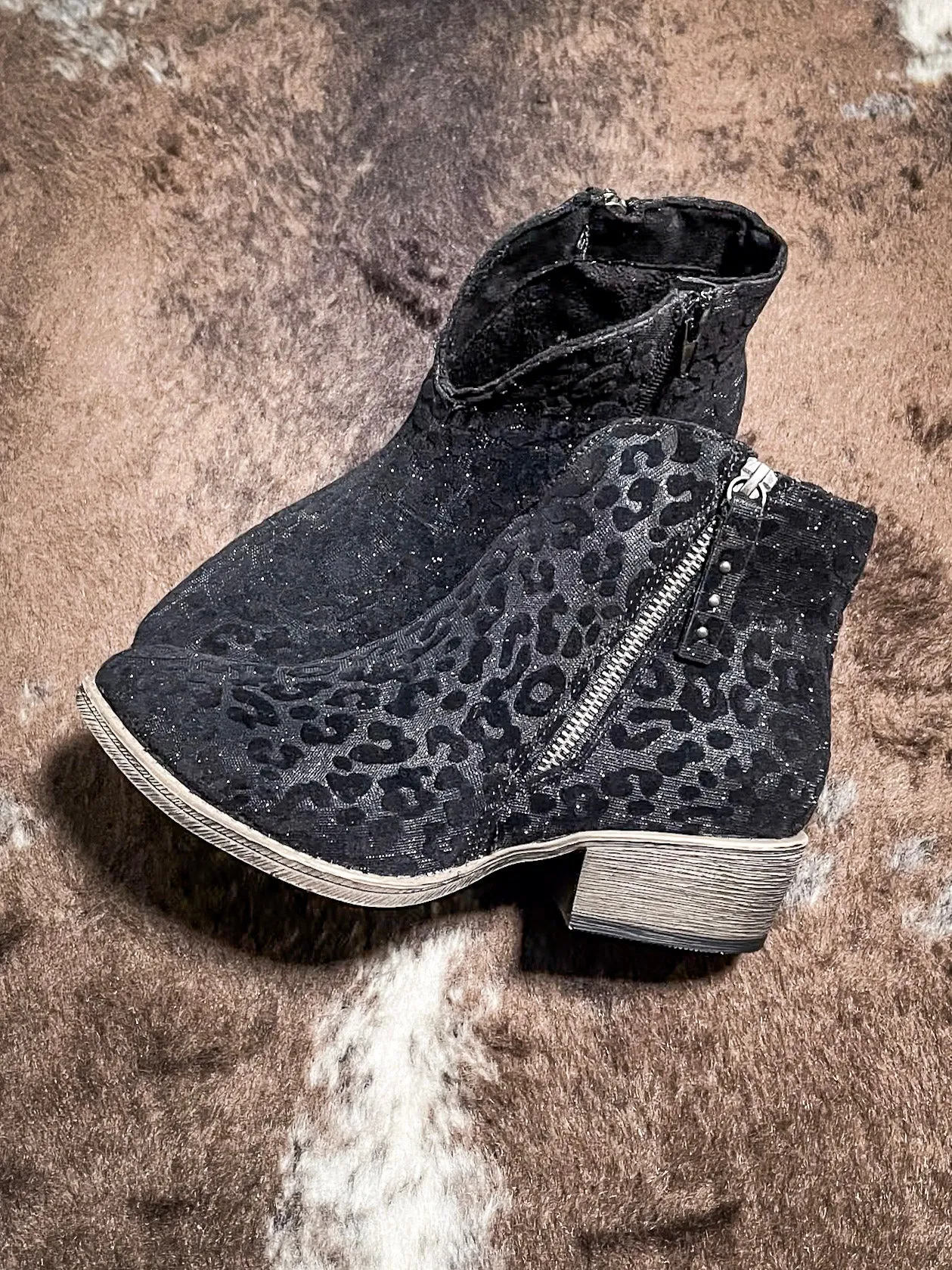 Charming Ankle Bootie in Black Leopard By Very G
