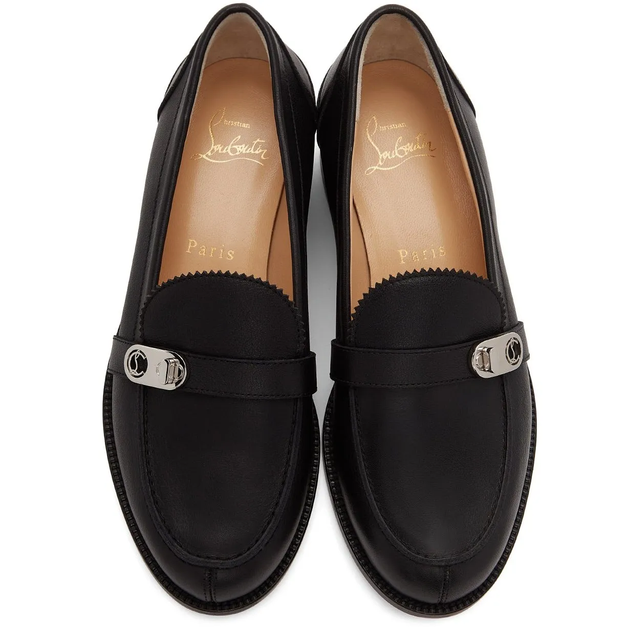 Christian Louboutin Black Lock Me Moc Loafers