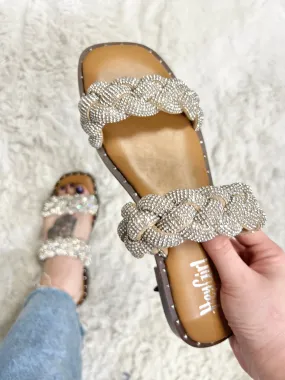 Clear Rhinestones Don't Get It Twisted Sandals by Corky