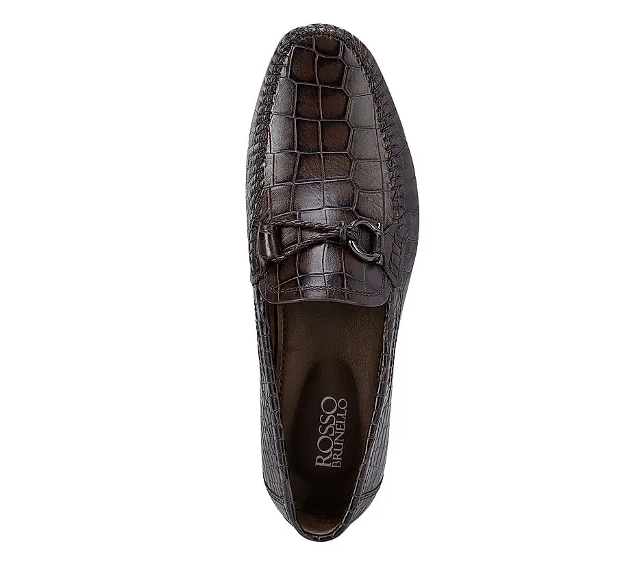 Coffee Croco Effect Moccasins