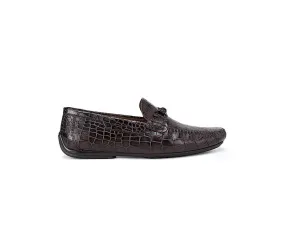 Coffee Croco Effect Moccasins