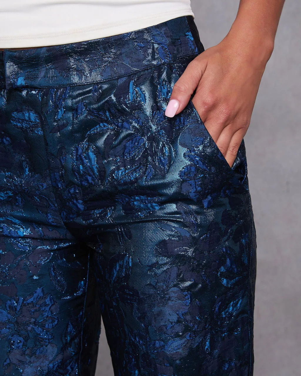 Come Away With Me Floral Jacquard Pants