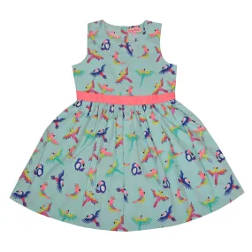 CrayonFlakes Kids Wear for Girls 100% Cotton Sleeveless Frock Birds Dress