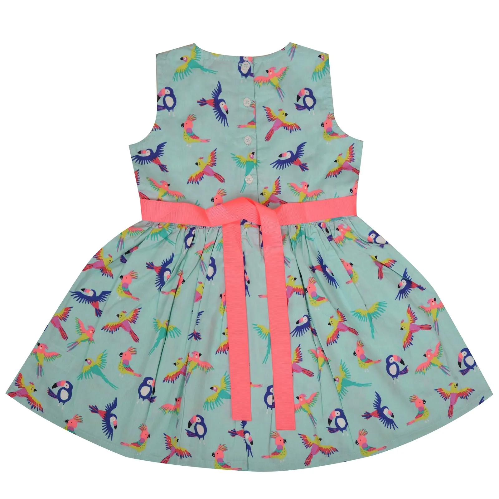 CrayonFlakes Kids Wear for Girls 100% Cotton Sleeveless Frock Birds Dress