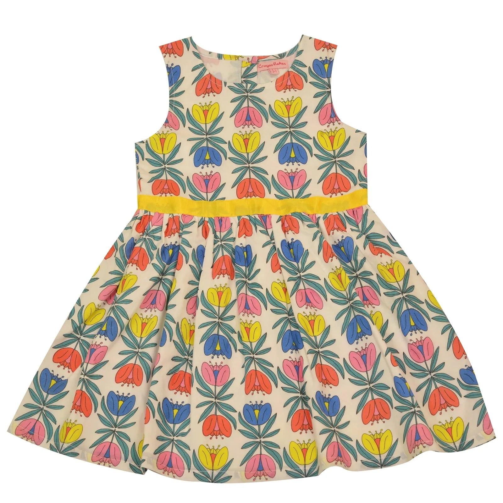 CrayonFlakes Kids Wear for Girls 100% Cotton Sleeveless Printed Frock Dress