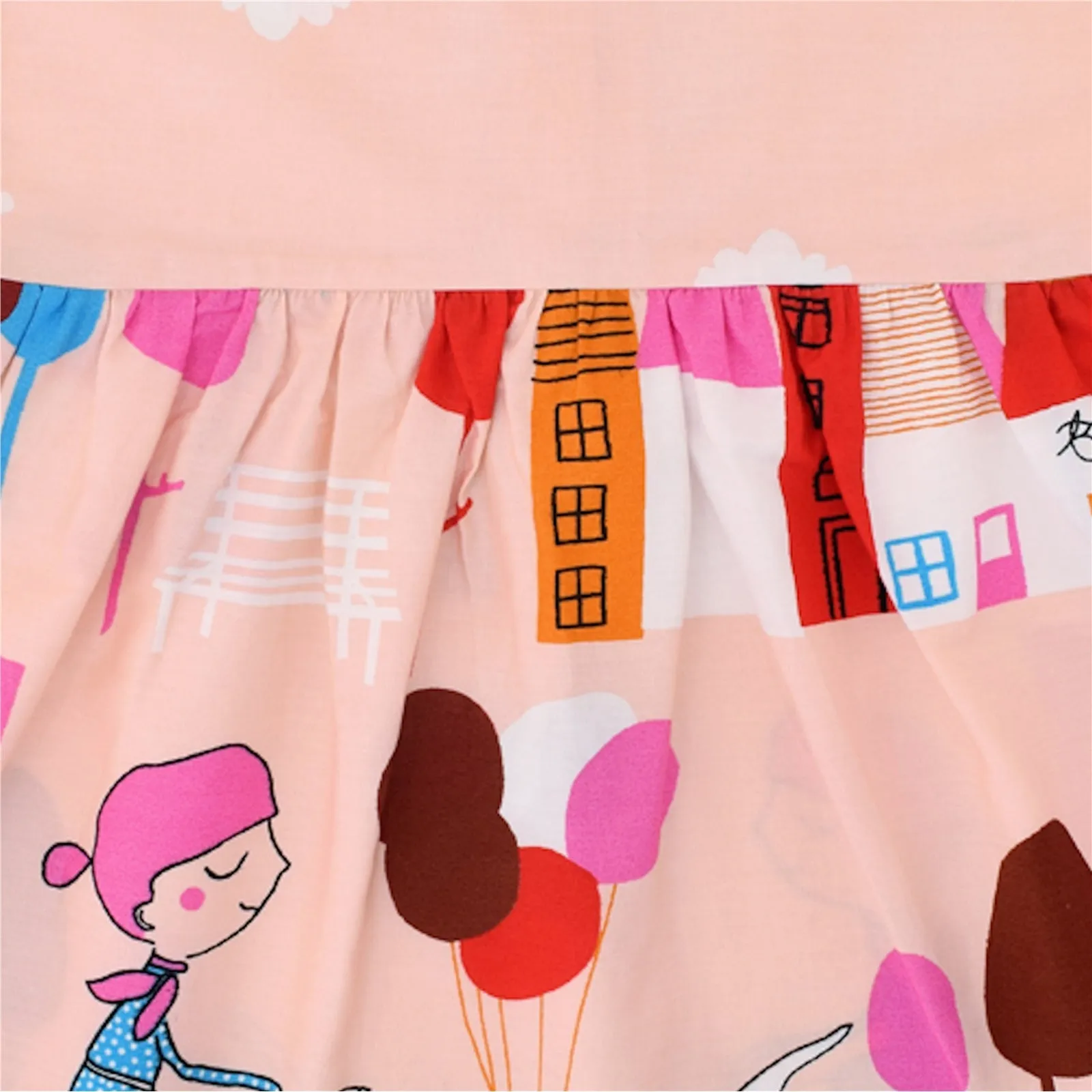 CrayonFlakes Kids Wear for Girls Cotton Sleeveless Frock Balloon Ride Dress