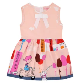 CrayonFlakes Kids Wear for Girls Cotton Sleeveless Frock Balloon Ride Dress