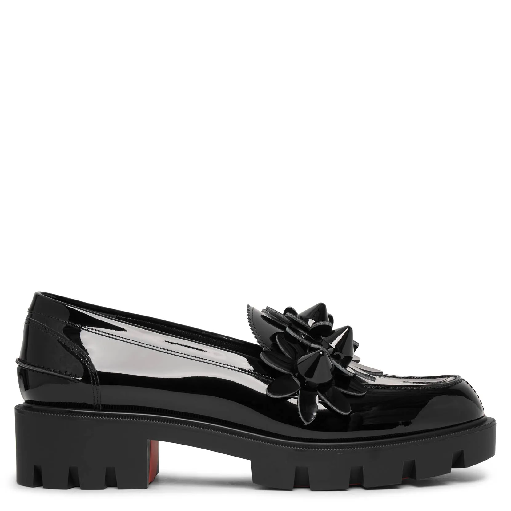 Daisy spikes black patent flats