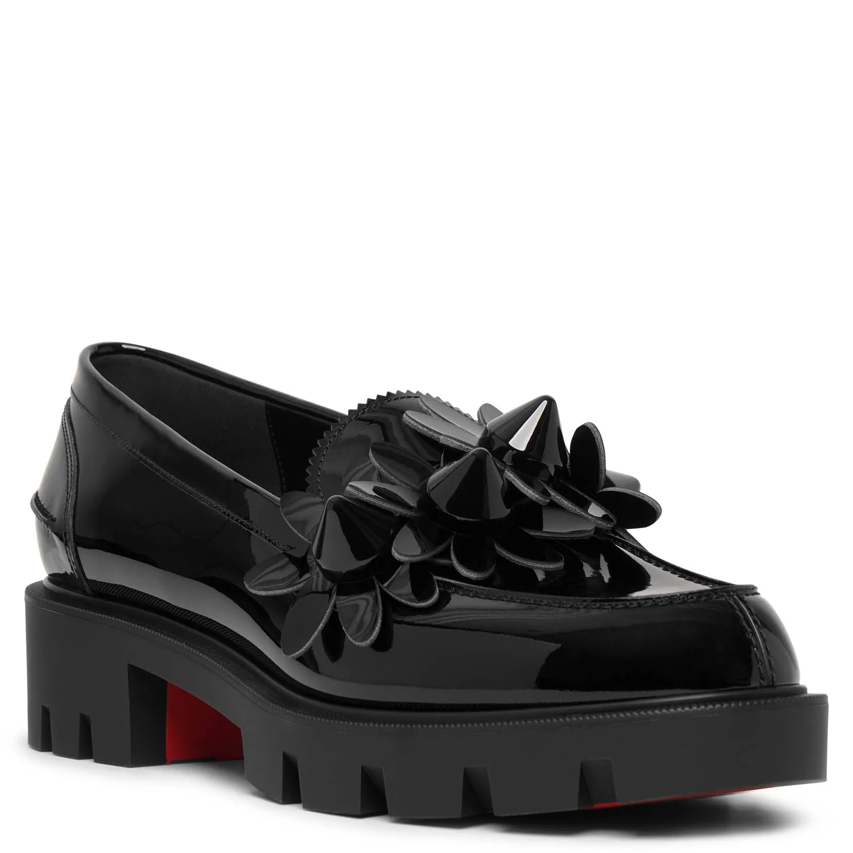 Daisy spikes black patent flats