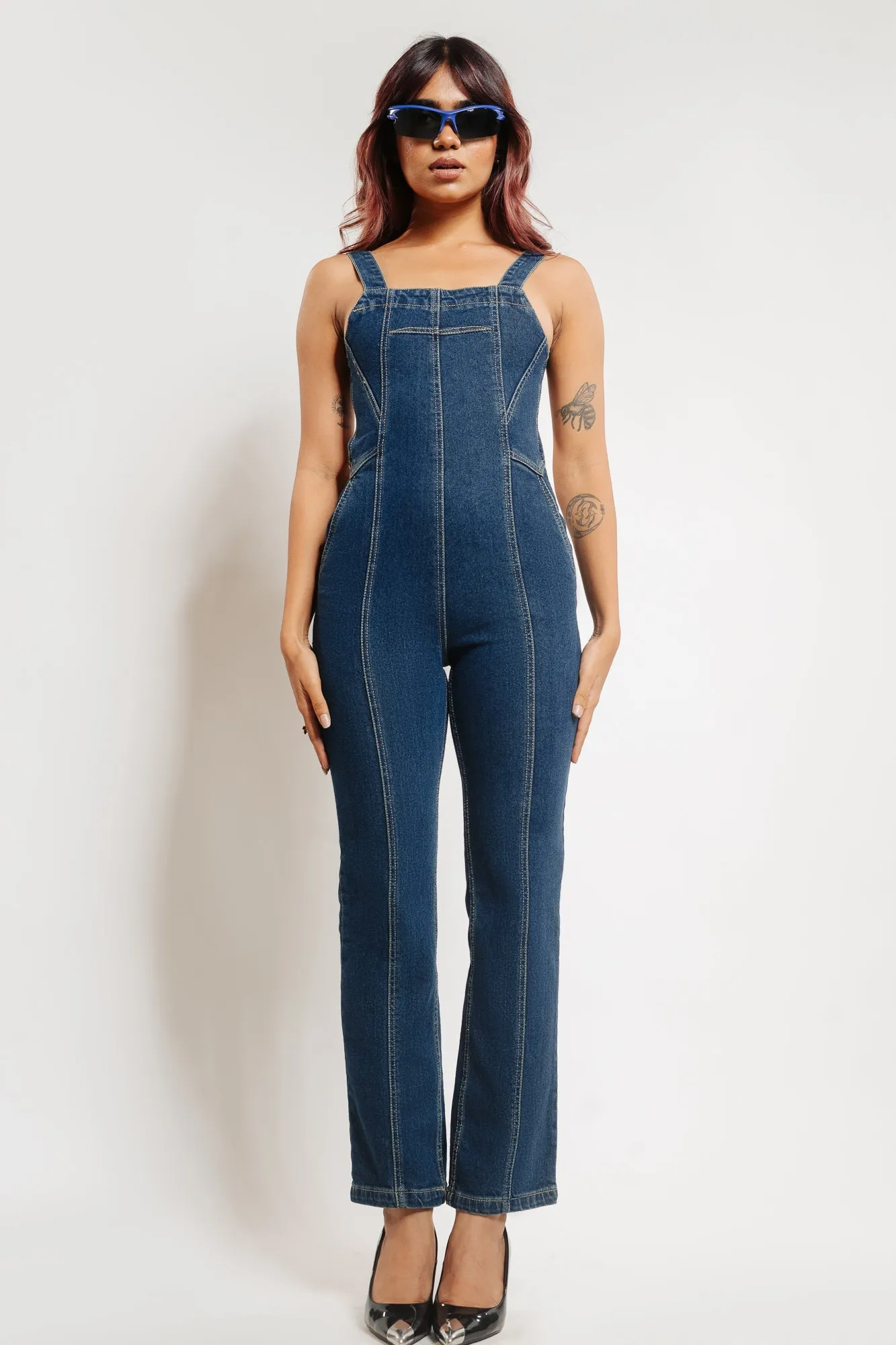 Denim Retro Backless Jumpsuit