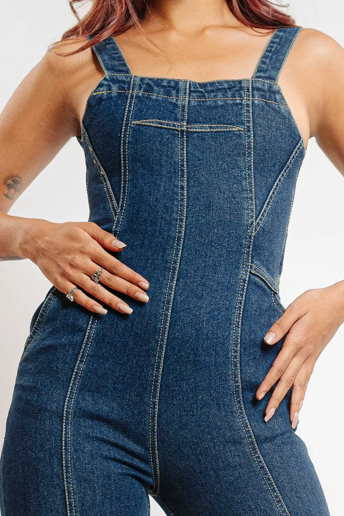 Denim Retro Backless Jumpsuit