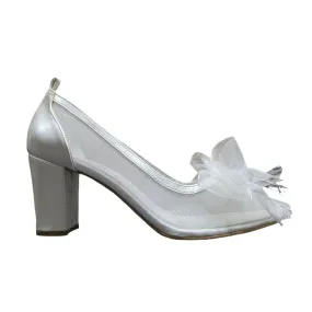 Esma Simsek White Bow Pointed Toe Heels Size EU 38 / UK 5 / US 7