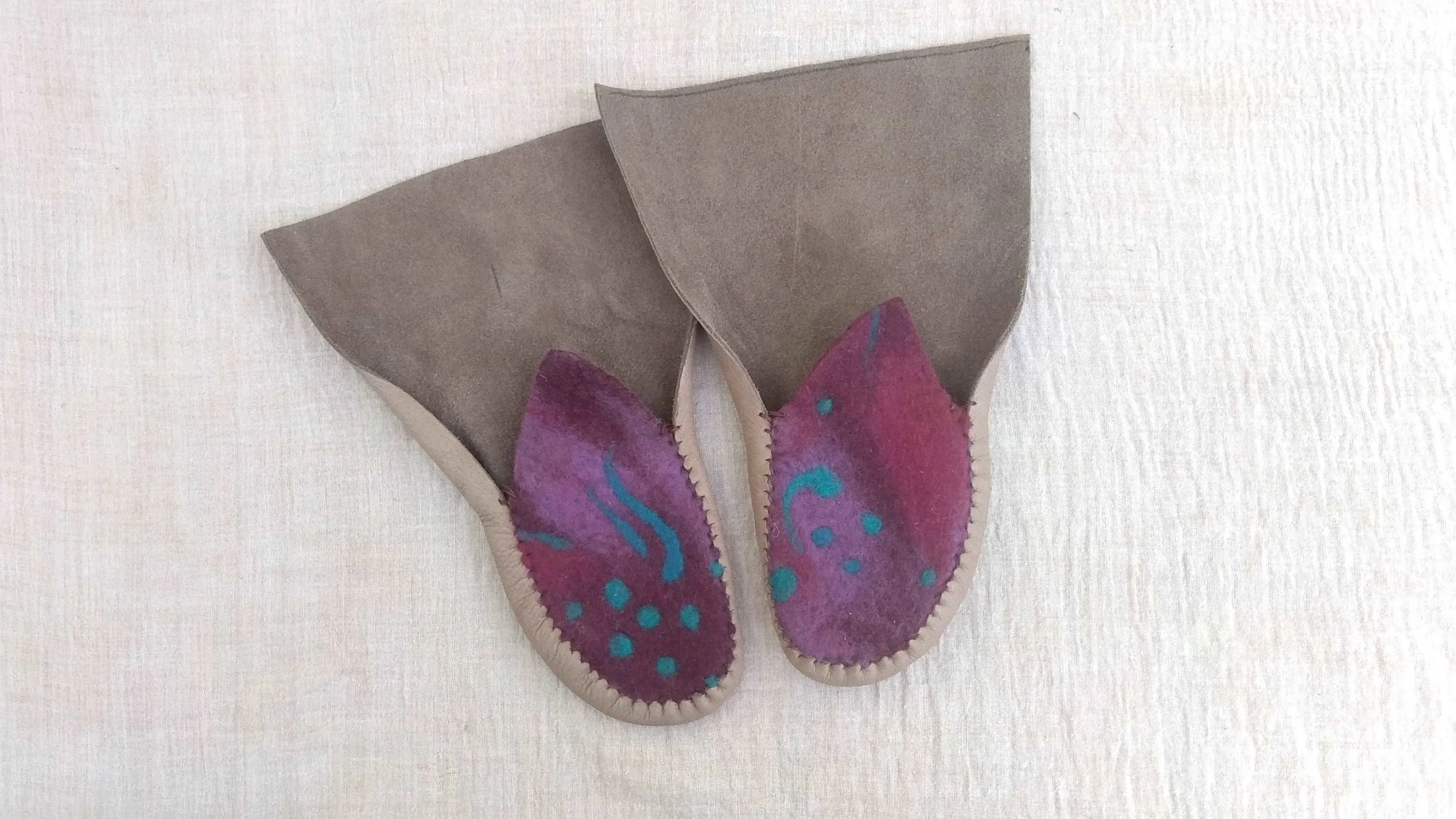 Felt & Leather Barefoot-Shoes / Custom-Made Size 37-39 EU / 6-8 US