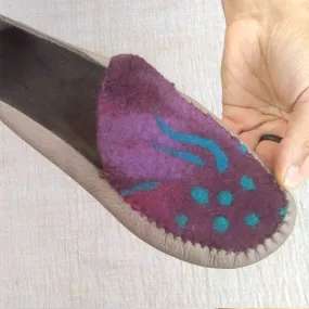 Felt & Leather Barefoot-Shoes / Custom-Made Size 37-39 EU / 6-8 US