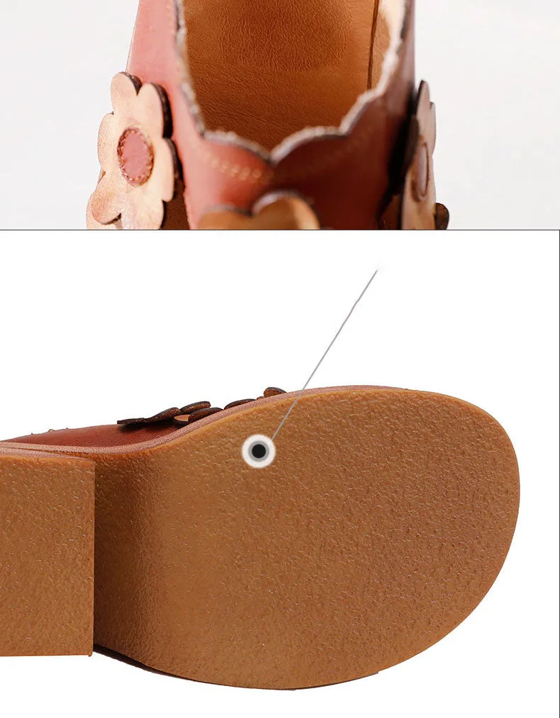 Flowers Decor Handmade Retro Platform Sandals