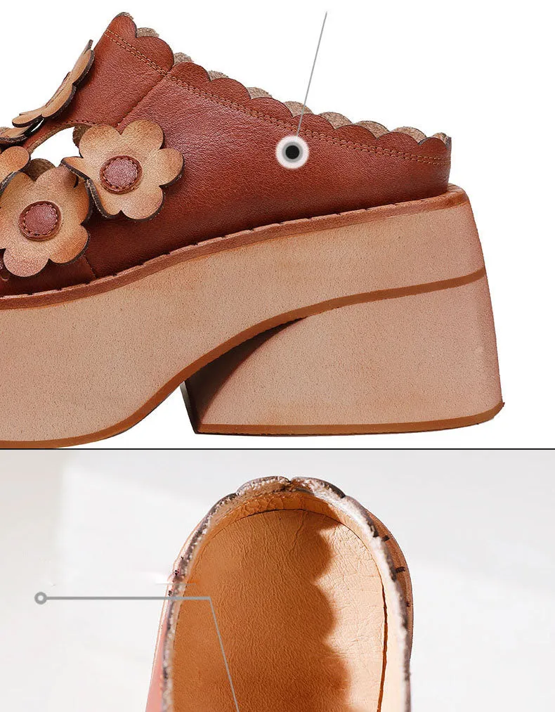 Flowers Decor Handmade Retro Platform Sandals
