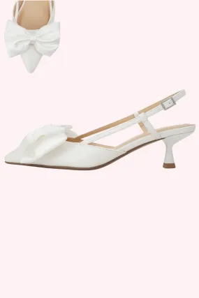 Lada White Bow Kitten Heels