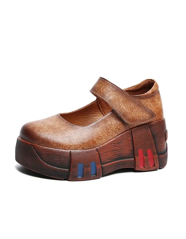 Leather Retro Women's Platform Sandals