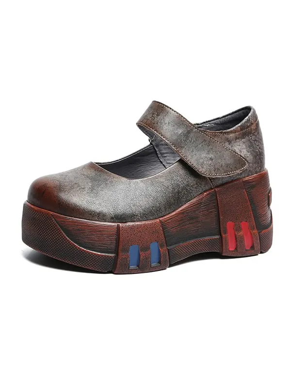 Leather Retro Women's Platform Sandals
