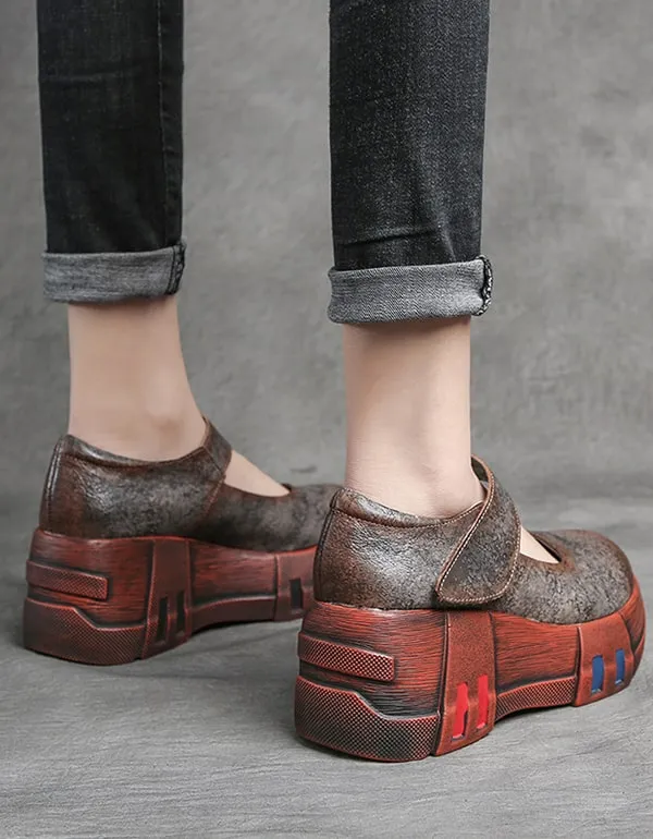 Leather Retro Women's Platform Sandals