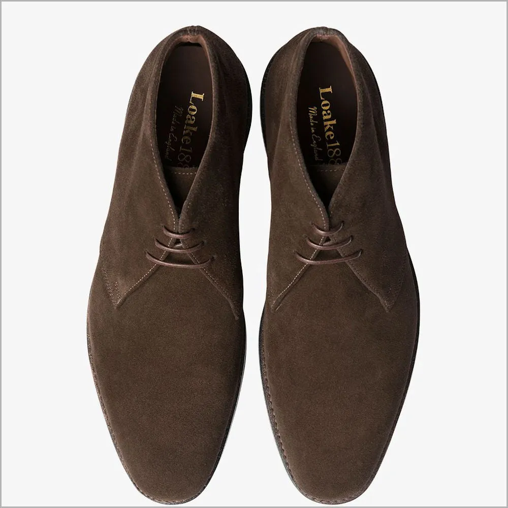 Loake Pimlico Dark Brown Suede Premium Chukka Boot@