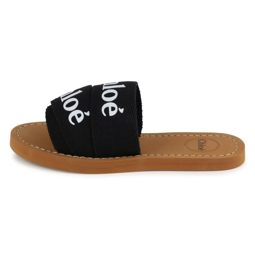 Logo Print Flat Sandals