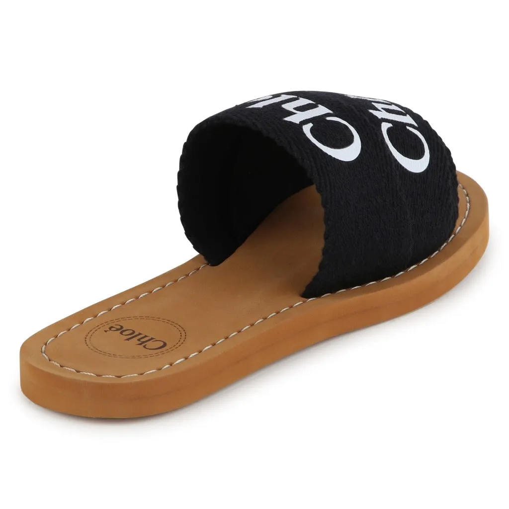 Logo Print Flat Sandals