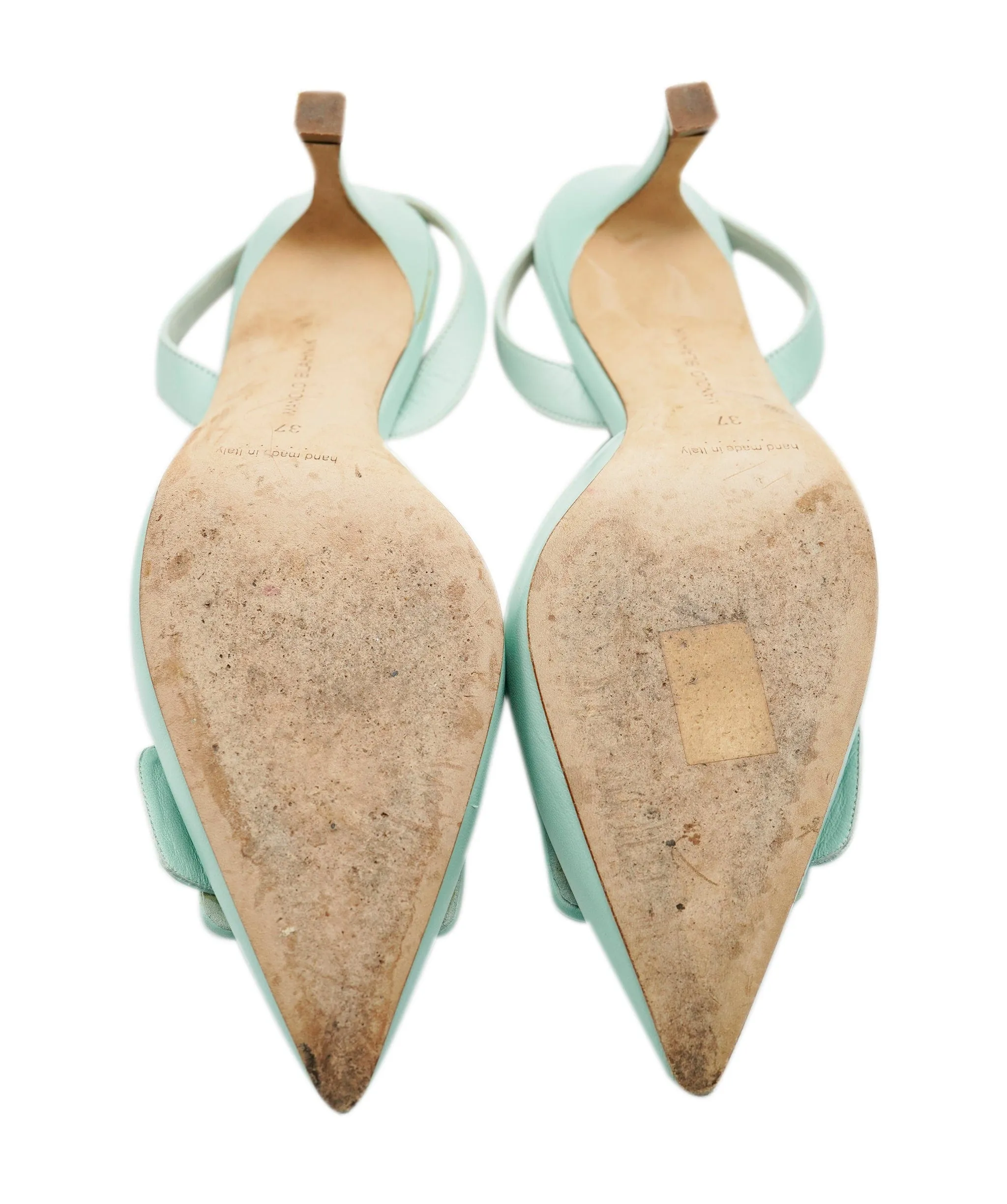 Manolo Blahnik Tiffany Blue Leather Heels AVC1754