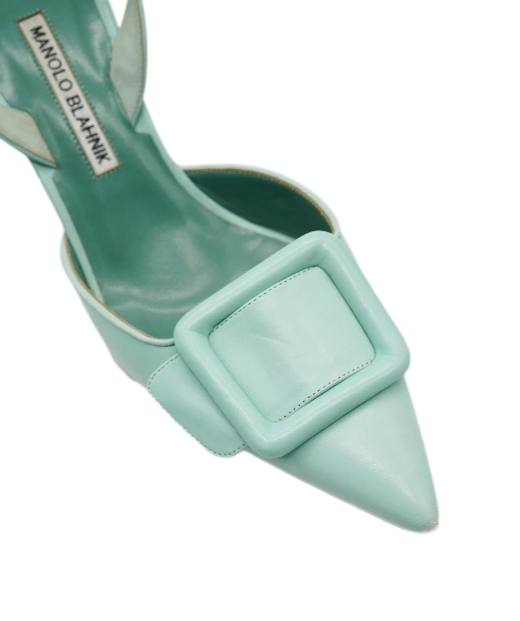 Manolo Blahnik Tiffany Blue Leather Heels AVC1754