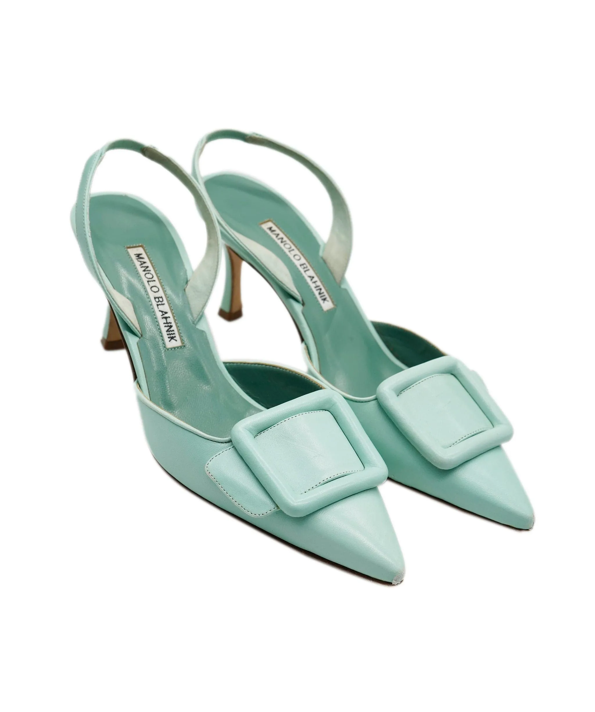 Manolo Blahnik Tiffany Blue Leather Heels AVC1754