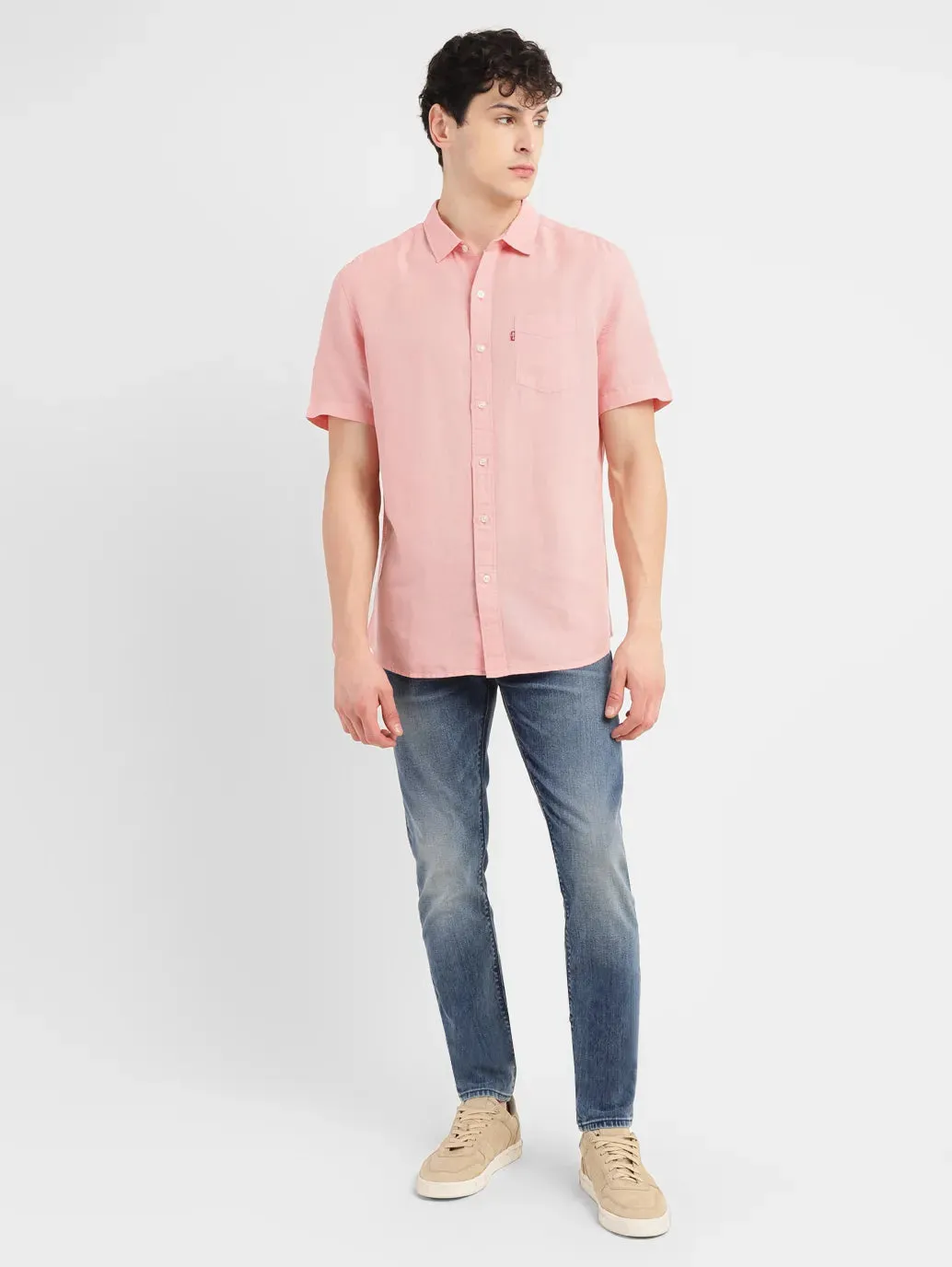 Men's Pink Solid Slim Fit Shirt