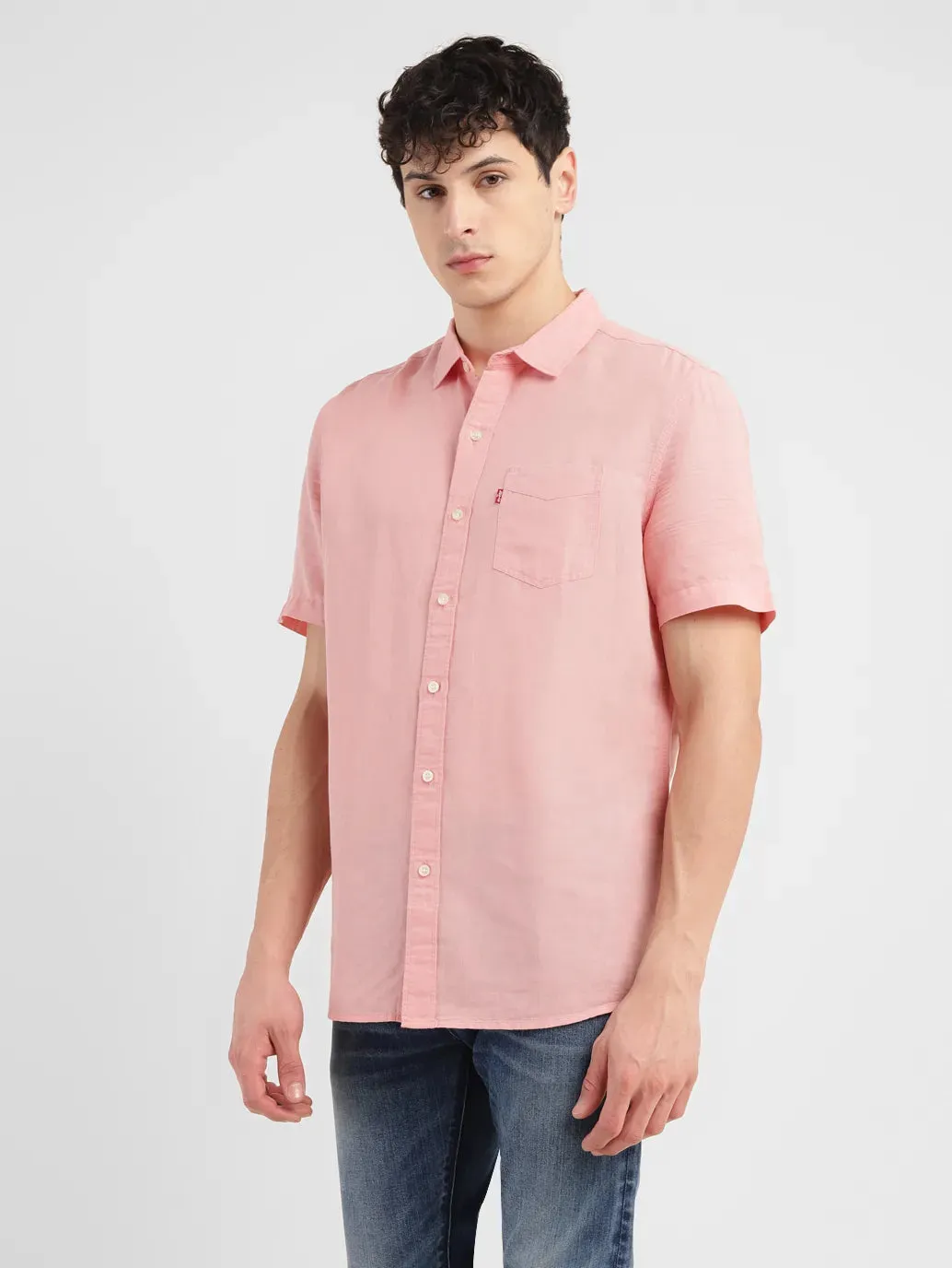 Men's Pink Solid Slim Fit Shirt