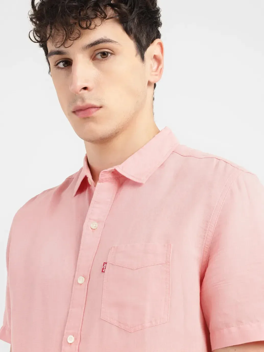 Men's Pink Solid Slim Fit Shirt