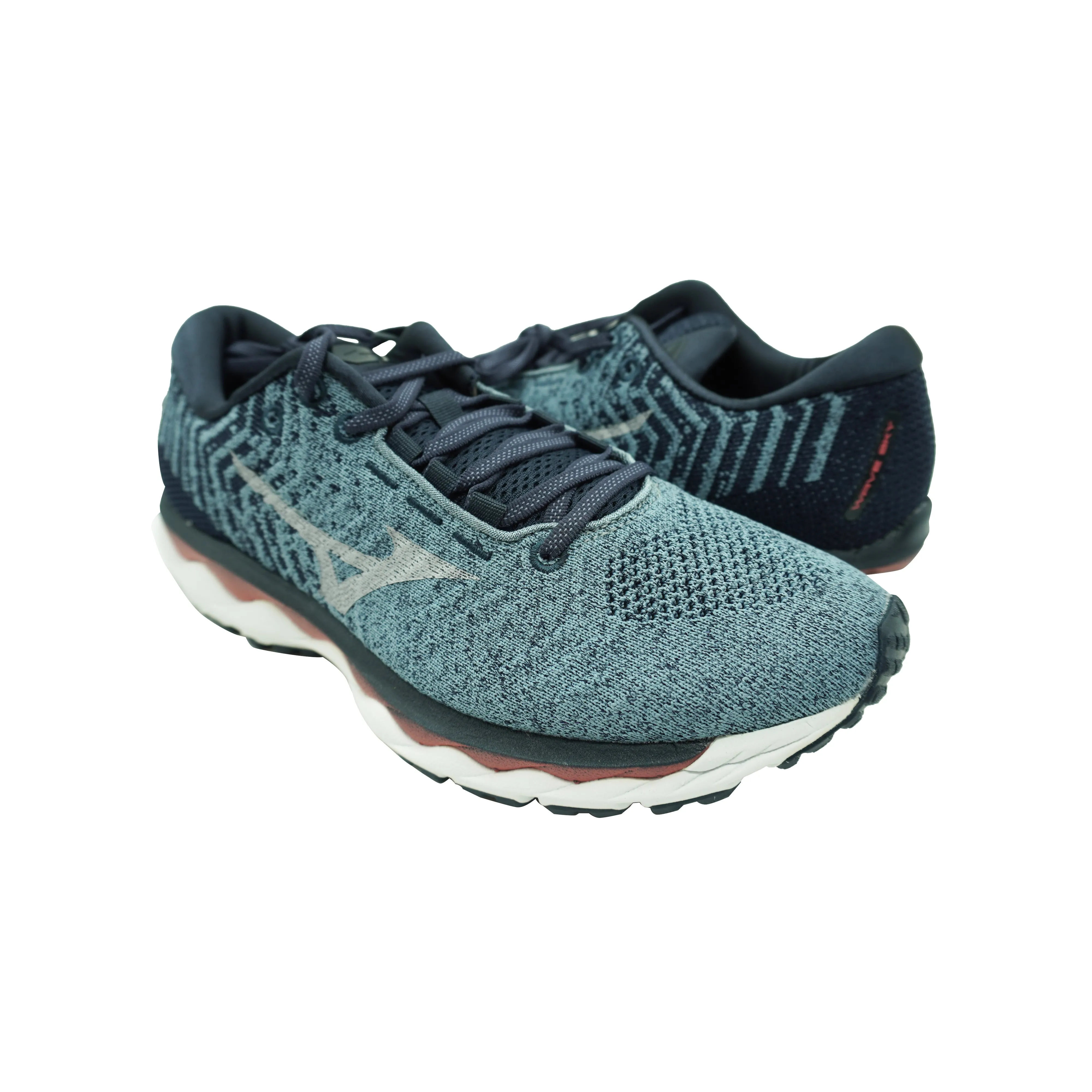 Mizuno Women's Wave Sky Waveknit 3 Running Athletic Shoes Blue Orange Size 11