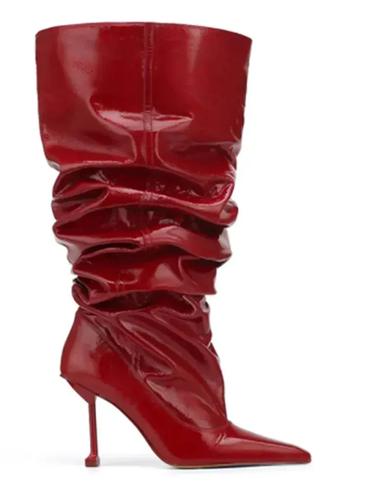 Nique Slim Fit High Heels Knee High Pleated Boots