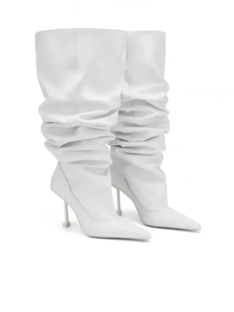 Nique Slim Fit High Heels Knee High Pleated Boots