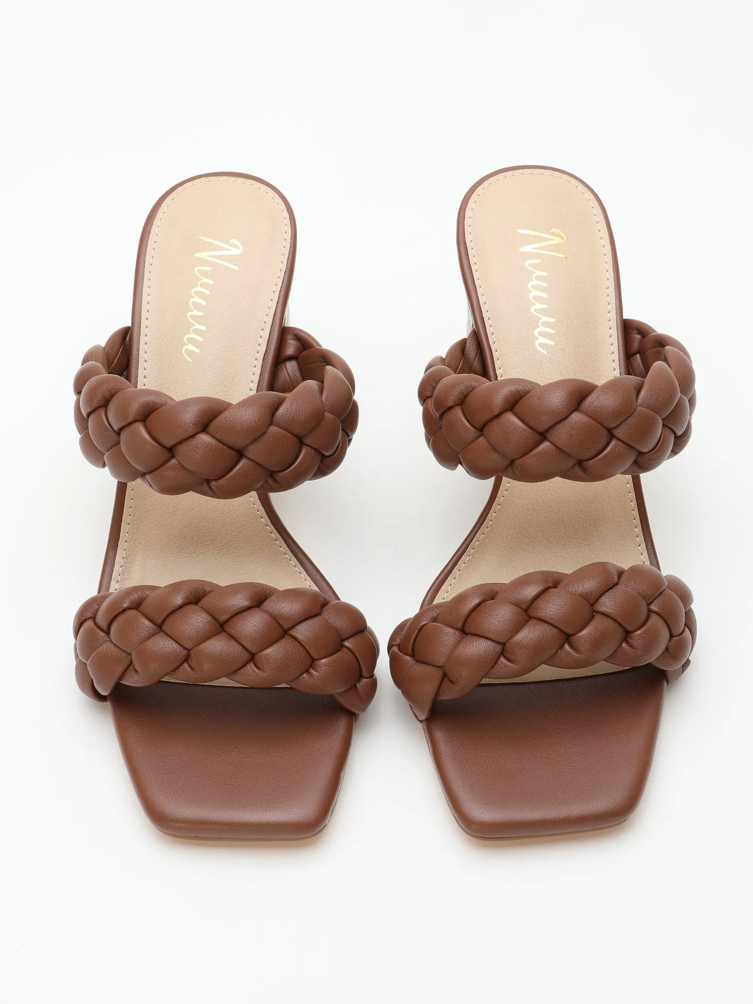 Nvuvu Square Toe Braided Two Strap High Heeled Sandal