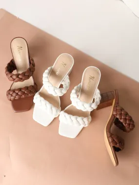 Nvuvu Square Toe Braided Two Strap High Heeled Sandal