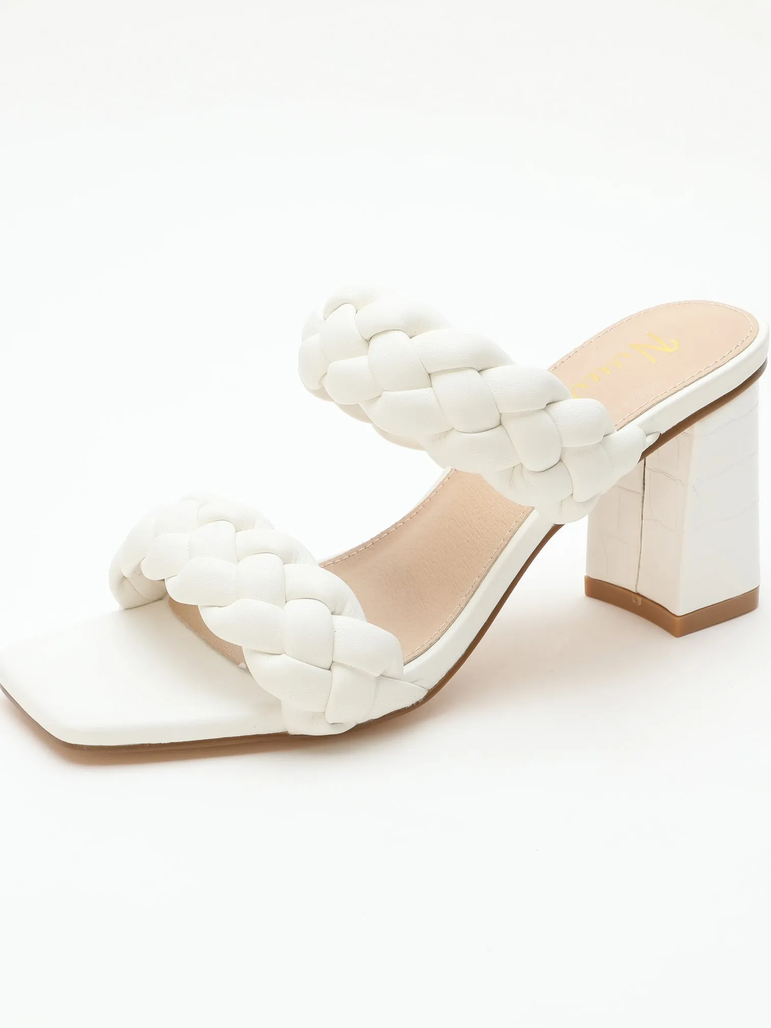 Nvuvu Square Toe Braided Two Strap High Heeled Sandal