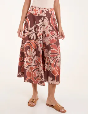 Paisley Printed Satin Wide Leg Culotte Trousers